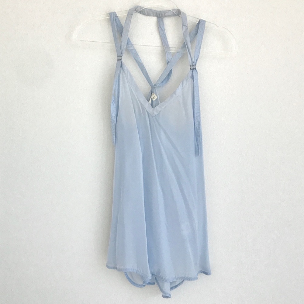 Treasure Bond blue sheer top
